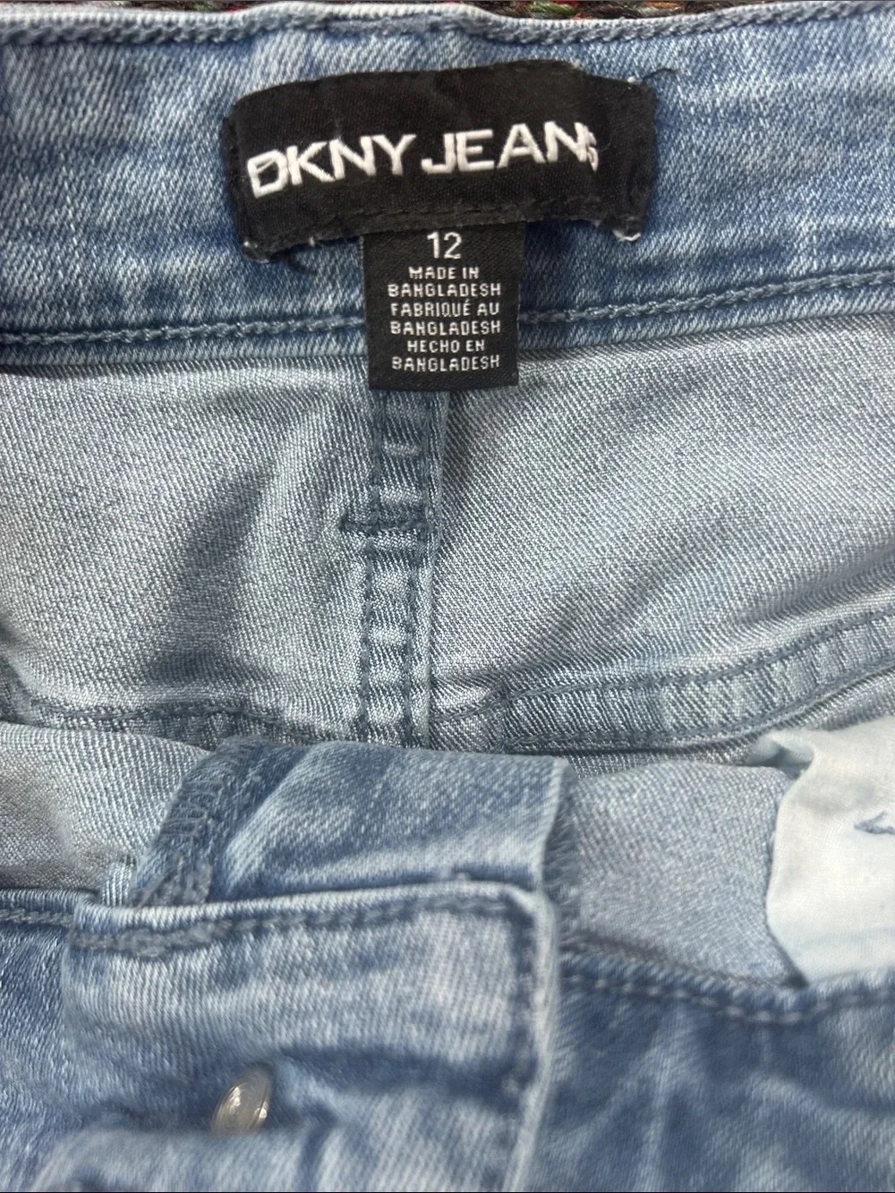 DKNY Jeans Light Wash Cuffed Denim Bermuda Shorts Sz 12 High Rise 13